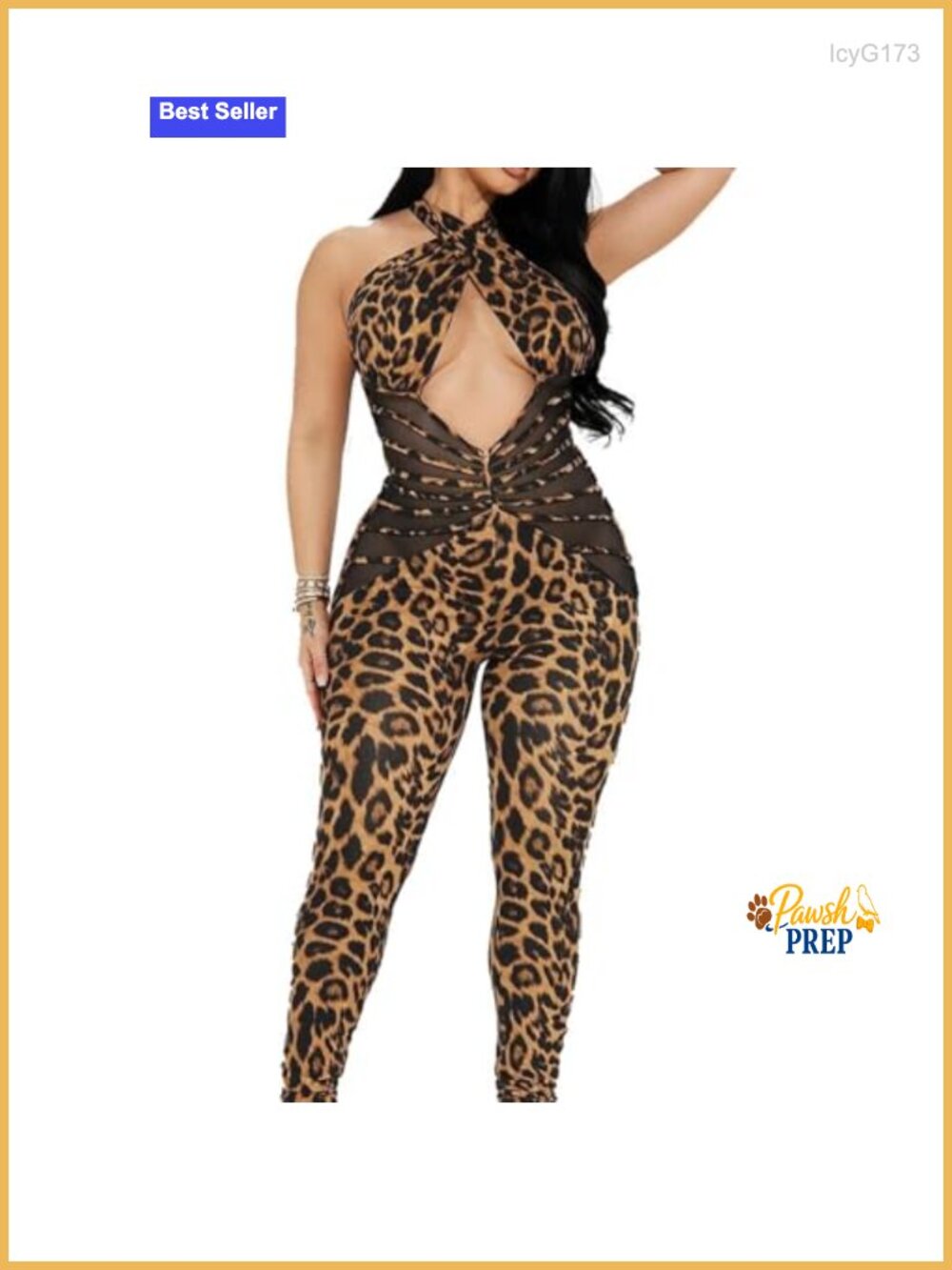 Sexy Bodycon Romper Leopard Print Halter Jumpsuit Casual One Piece Outfits